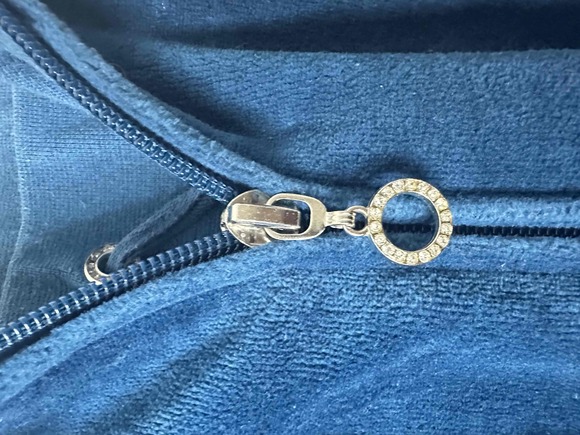 New York & Company Tracksuit Womens Size XL Blue Teal Hooded Velour Zip-up *read - Picture 5 of 16